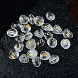 Runes en quartz cristal de roche transparent