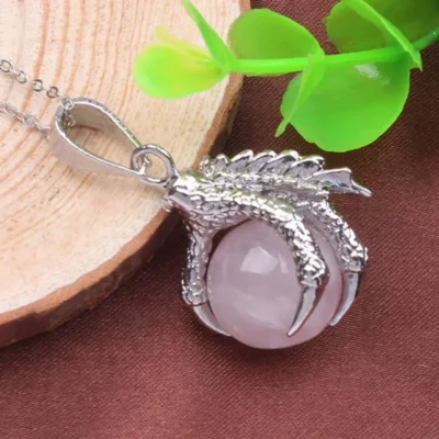 pendentif griffe de dragon quartz rose